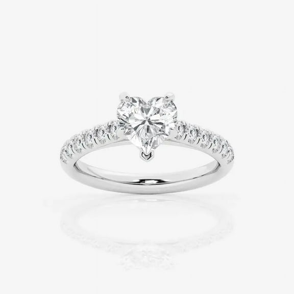 Earth Jewel 1.6 Ct Heart Cut Lab-Grown Simulated Diamond Ring - 14K White Gold Plated - Romantic Engagement Wedding Solitaire - Ideal for Gifting and Proposals - Her Anniversary Treasure