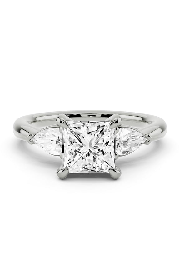 1.6 Ct Princess Cut Diamond Wedding Ring - Timeless Three Stone Design with Lab-Created Ring - Crafted in 14K White Gold Plated Setting - Ideal for Engagement and Special Celebrations