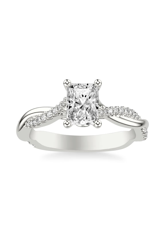 1.7 Ct Radiant Cut Diamond Engagement Ring - Lab Created Simulated Diamond - 14K White Gold Plated - Split Shank and Halo Design - Perfect for Celebrating Love and Special Moment