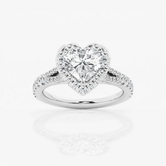Earth Jewel 1.8 Ct Heart Shaped Lab Created Diamond Engagement Ring - Women's Halo Style in 14K White Gold Plated - Silver Valentine's Day Gift Ring - Elegant Proposal Choice