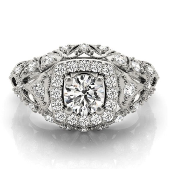 Earth Jewel 1.8 Ct Round Cut Lab Created Diamond Wedding Women's Ring - Stamped 14K White Gold Plated Engagement Ring - Anniversary Gifts - Vintage Wedding Diamond Ring - Promise Ring for Women's
