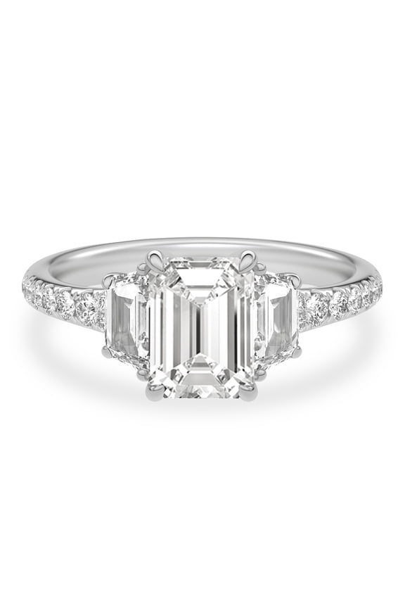 1.92 Ct Radiant Cut Diamond Modern Ring - Radiant Lab-Created Diamond - Timeless Solitaire with Accents Ring - 14K White Gold Plated Bridal Ring for Her - Perfect Gift for Lasting Memory