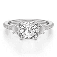 thumbnail image 1 of Earth Jewel 14K White Gold Plated Cushion Cut Engagement Ring for Women's - 2.02 Ct Solitaire with Accent Diamonds - Wedding Diamond Ring for Women - Engagement Ring Set with Trilogy Stones for Her, 1 of 3