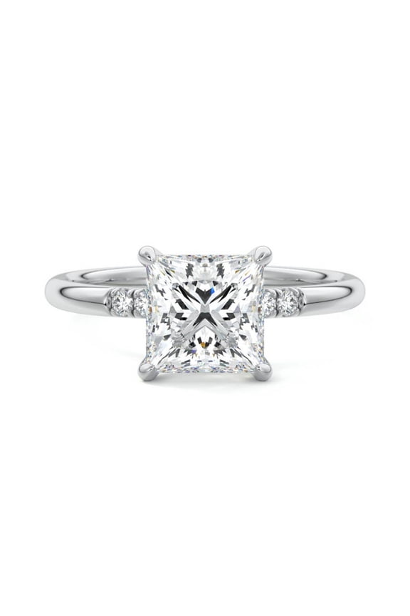 14K White Gold Plated Diamond Wedding Ring - 1.5 Ct Princess Cut Lab Created Diamond Wedding Anniversary Ring for Women's - Engagement Ring for Women's - Anniversary Gifts On Clearance