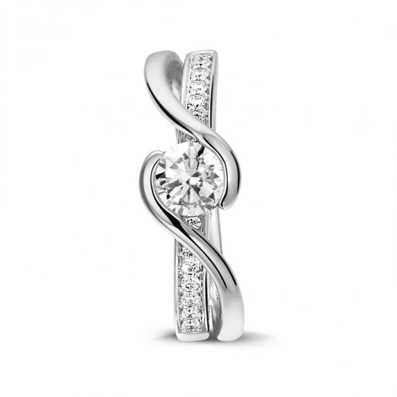 Earth Jewel 14K White Gold Plated Ring - 1.06 Ct Round Cut Lab Created Diamond Engagement Ring - Timeless Wedding Ring for Her - Stunning Proposal Ring - Great Gift for Anniversary or Romantic Moment