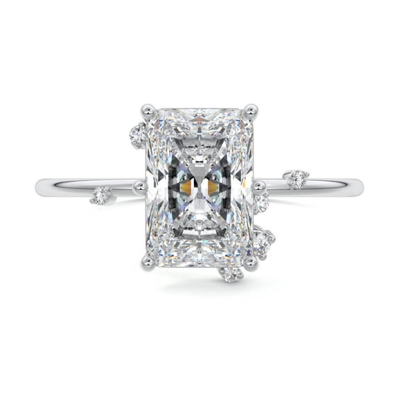 Earth Jewel 14K White Gold Plated Ring for Her - 1.8 Ct Lab Diamond Radiant Cut Wedding Ring - Diamond Ring For Birthday Gift - Ring for Women's - 30th Wedding Anniversary Gifts - Gifts for Mom