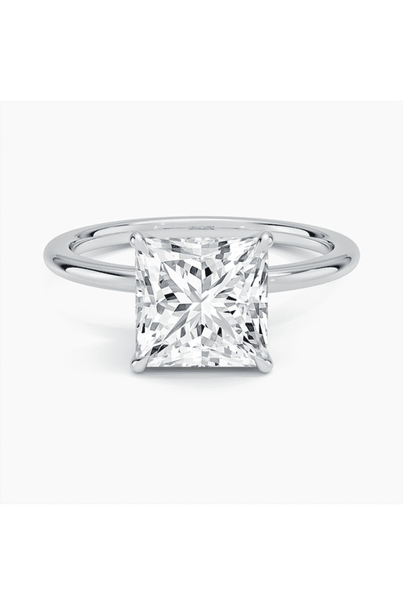14K White Gold Plated Ring - 1.92 Ct Princess Cut Lab Created Diamond Ring - Engagement Wedding Ring for Women - Hidden Diamond Element - Perfect Gift for Anniversary and Proposals