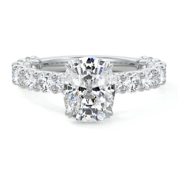 Earth Jewel 14K White Gold Plated Ring - 2.1 Ct VVS1/D Cushion Cut Diamond Ring - Simple Engagement Wedding Solitaire Ring for Women's - Diamond Beautiful Special Occasion Ring - Gifts for Mom