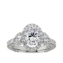 Earth Jewel 14K White Gold Plated Rings for Gift - 2.3 Ct Oval Cut Lab Created Diamond Rings for Women - Vintage Inspired Wedding Ring for Women - 5th Anniversary Gifts