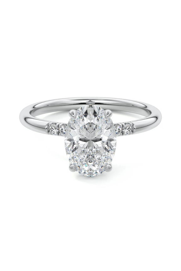 14K White Gold Plated Wedding Ring - Oval Cut 1.9 Ct Lab Created Diamond Anniversary Ring - Wedding Engagement Bridesmaids Ring - Anniversary Gifts Clearance Ring - Diamond Jewelry