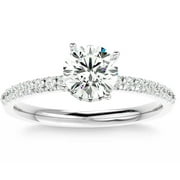 EARTH JEWEL 14K White Gold Plated Ring Clearance - 1 Ct VVS1/D Round Cut Lab Created Simulated Diamond Ring - Jewellery Diamond Rings Wedding Sets Past Present Future - Special Occasion Ring Women's