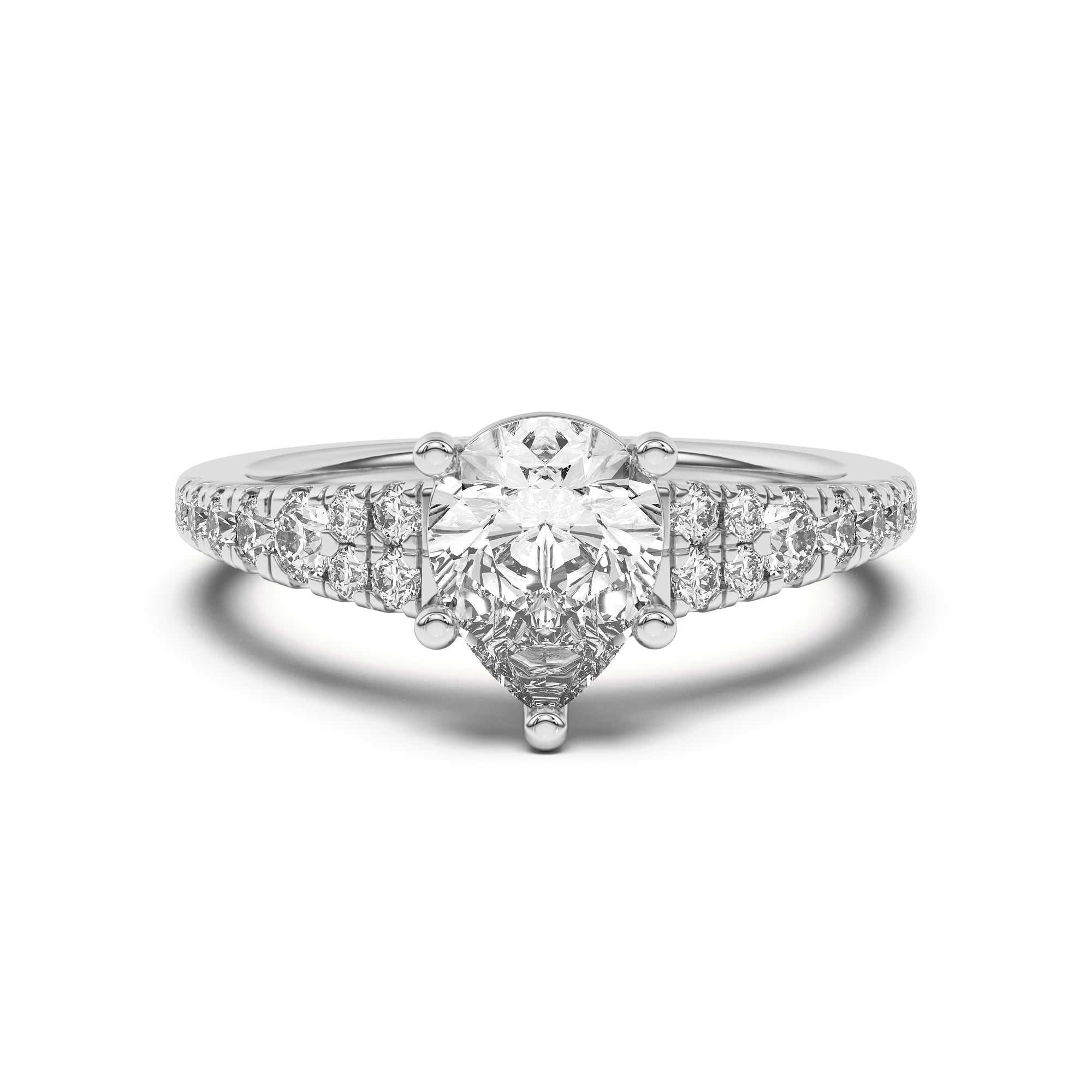 Earth Jewel 2.02 Ct Pear Cut Lab Created Diamond Solitaire with Accents ...