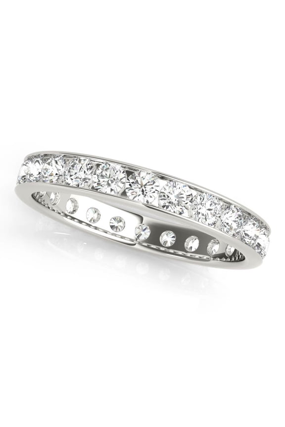 2.1 Ct Brilliant Round Cut Diamond Ring - Full Eternity Engagement Ring - Lab-Created Simulated Diamond - 14K White Gold Plated Prong Setting - Gift for Her - Perfect Proposal Rings