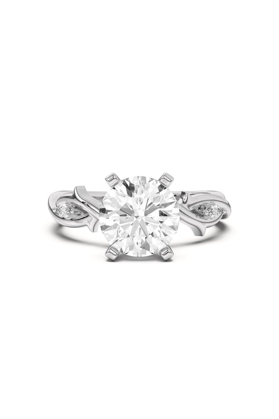 2.13 Ct Round Cut 3 Stone Engagement Ring - Solitaire with Accent Diamonds - Infinity Cross Over Shank - 14K White Gold Plated - Perfect for Wedding, Engagement, or Anniversary Gift