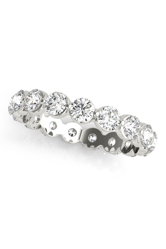 2.2 Ct Brilliant Round Cut Diamond Ring - Full Eternity Engagement Ring - Lab-Created Simulated Diamond - 14K White Gold Plated Prong Setting - Ideal Gift for Her - Wedding Proposal Ring