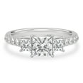 thumbnail image 1 of Earth Jewel 2.24 Ct Princess Cut Engagement Solitaire Ring - 14K White Gold Plated with Accent Diamonds - Wedding Trilogy Ring for Women - Broad Eternity Band Lab-Created Simulated Diamond Rings, 1 of 3