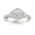 thumbnail image 1 of Earth Jewel Brilliant 2.13 Ct Round Cut Engagement Solitaire Ring - Floral Shank Design with Halo Accent Diamonds - Lab-Created Simulated Diamond in 14K White Gold Plated Setting - Gift for Her, 1 of 3