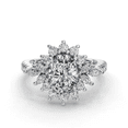 thumbnail image 1 of Earth Jewel Elegant 1.6 Ct Oval Cut Engagement Rings - Floral Halo with Accent Stones - Lab-Created Simulated Diamond - 14K White Gold Plated - Solitaire Prong Setting - Ideal Anniversary Gifts, 1 of 3