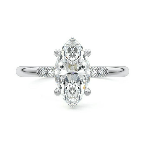 Earth Jewel Marquise Cut 1.7 Ct Lab Created Diamond Anniversary Ring - 14K White Gold Plated Wedding Ring - Wedding Engagement Bridesmaids Ring - Jewelry Diamond Rings Wedding Sets On Clearance