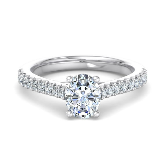 Earth Jewel Oval Cut Lab Created 1.6 Ct Diamond Ring - 14K White Gold Plated Prong Set Wedding Anniversary Ring - Ring for Her - Solitaire Engagement Ring - Graduation and Birthday Gifts