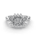 thumbnail image 1 of Earth Jewel Princess Cut Diamond Engagement Ring - 1.49Ct Solitaire with Accent Stones - Lab-Created Diamond - Floral Halo Eternity Band Style - 14K White Gold Plated - Wedding and Proposal Jewellery, 1 of 3
