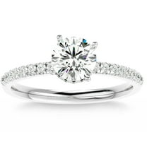 Earth Jewel Round Cut 1.2 Ct Lab Created Diamond Engagement Ring - 14K White Gold Plated Solitaire Wedding Ring - Simple one Stone Silver Engagement Ring for Bridal - Promise Wedding Gift