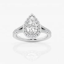 Earth Jewel Women's Engagement Halo Ring - 1.6 Ct Pear Shaped Lab Created Diamond - Split Shank Prong Setting in 14K White Gold Plated - Ideal for Weddings, Birthdays, or Anniversaries