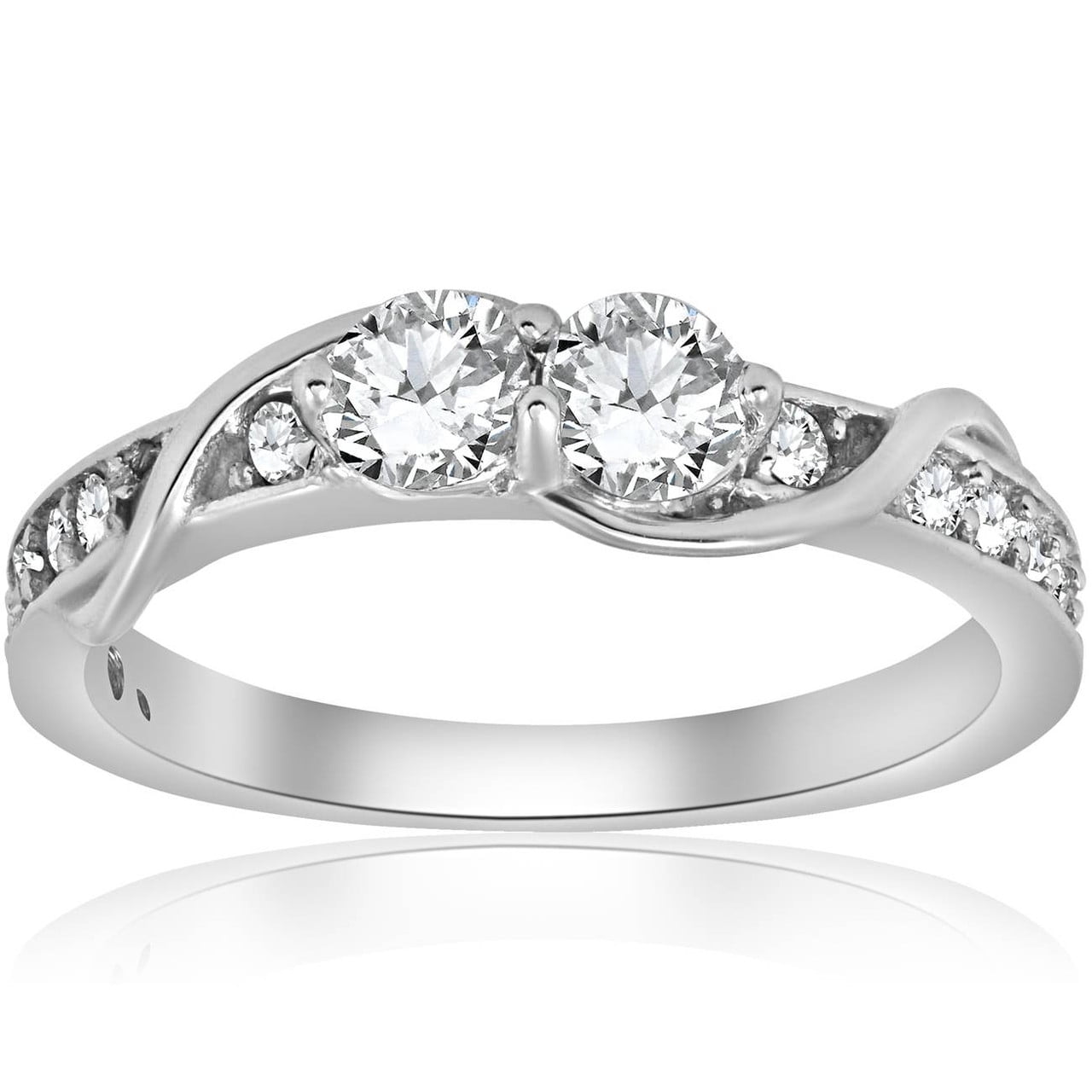 Earth Jewelry Stamped 14K White Gold Plated Engagement Ring - Round Cut ...