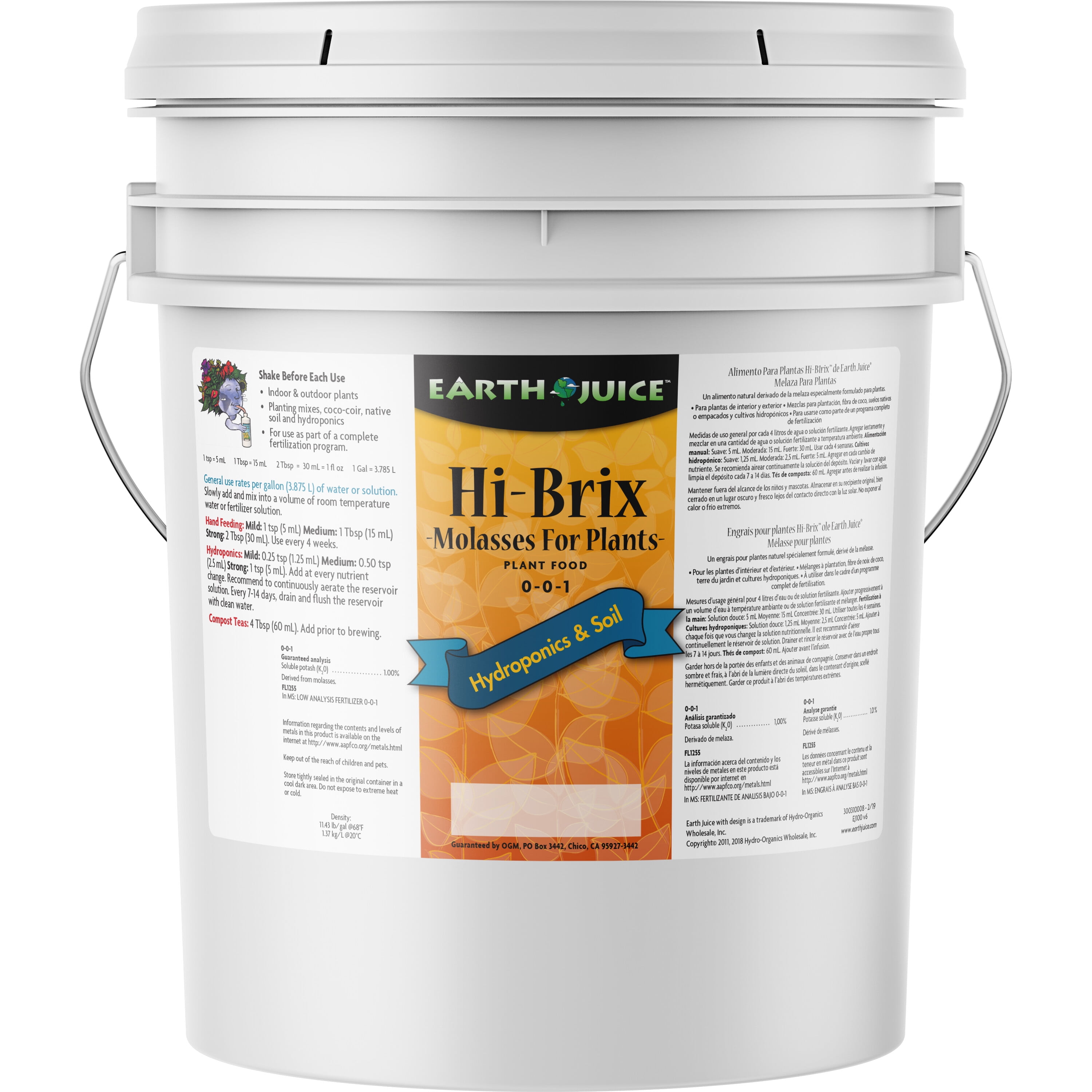 Earth Juice Hi-Brix Molasses Nutrient Plant Food, 0-0-1 Fertilizer, 5 gal.