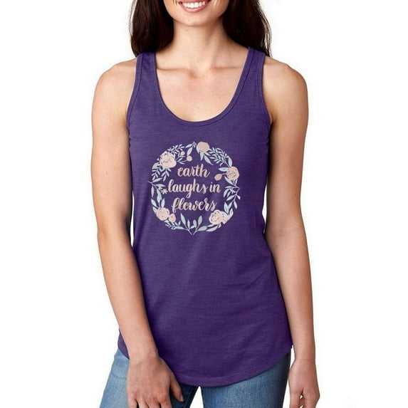 Earth Laughs In Flowers Racerback Tank Women -Grace Popp Designs, Female XX-Large