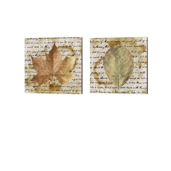 Earth Leaf by Alonzo Saunders Canvas Art Set of 2 14 inch X 14 inch Each
