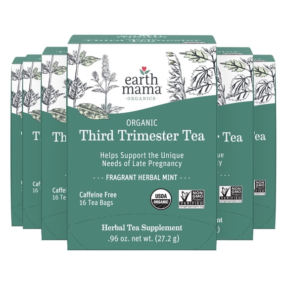 Earth Mama Organic Third Trimester Tea | Herbal Tea for Late Pregnancy Comfort + Childbirth Preparation | 96 Teabags | Caffeine Free & Non-GMO A101
