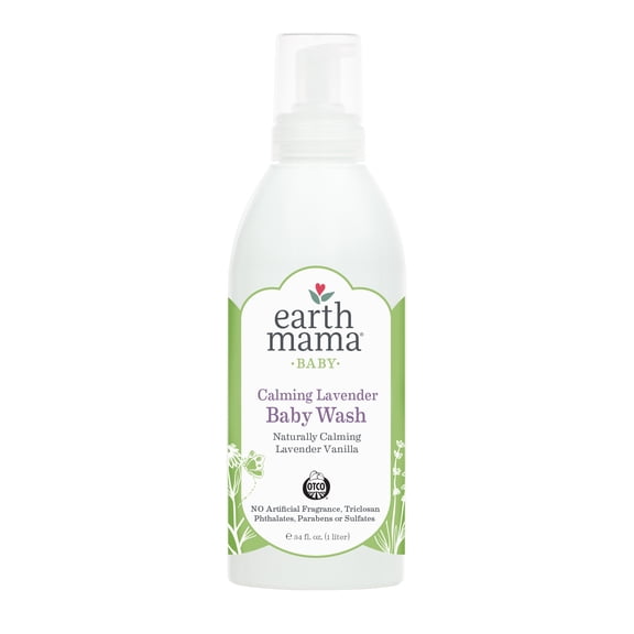 Earth Mama Calming Lavender Baby Wash, Castile Soap for Sensitive Skin, 34 fl oz