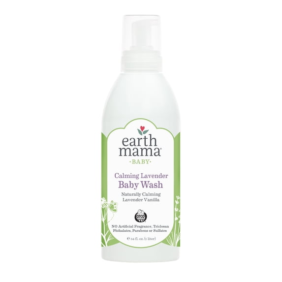 Earth Mama Calming Lavender Baby Wash, Castile Soap for Sensitive Skin, 34 fl oz