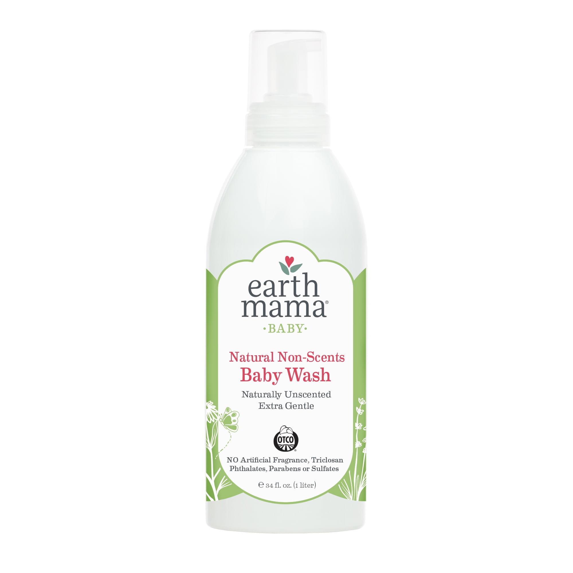 Earth Mama Simply Non-Scents Baby Wash, Castile Soap for Sensitive Skin, Unscented, 34 fl oz
