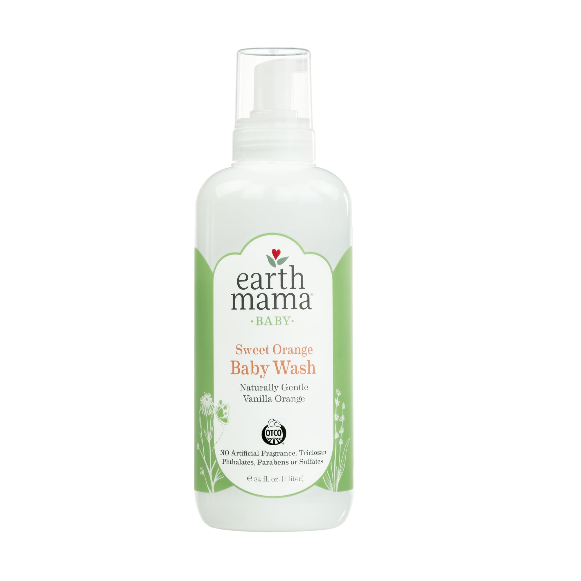 Earth Mama Sweet Orange Baby Wash, Castile Soap for Sensitive Skin, 34 fl oz