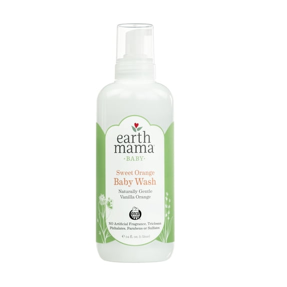 Earth Mama Sweet Orange Baby Wash, Castile Soap for Sensitive Skin, 34 fl oz