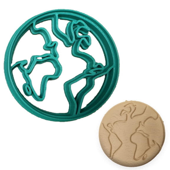 Earth Map Cookie Cutter Geography and Travel Themed Baking Tool (3.5 x 3.5 inches)