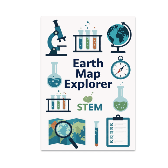 Earth Map Explorer Science Lab Wall Decor - STEM Enthusiast - 13x19 Poster Print