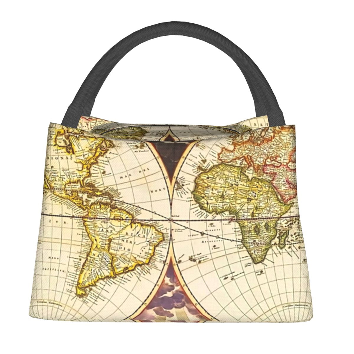 Earth Map Lunch Bag Vintage Map - Earth Map Lunch Bag Vintage Map Of The World Fun Lunch Box Picnic Portable Insulated Tote Food Bags Oxford Custom Cooler Bag C1b6bc6c 043f 46fa B298