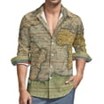 thumbnail image 1 of Earth Map Street Style Casual Shirt Men Vintage 1652 World Map Shirt Autumn Vintage Blouses Long Sleeve Graphic Oversize Clothes, 1 of 6