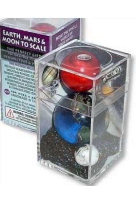 Earth  Mars  Moon To Scale Marble Box Set