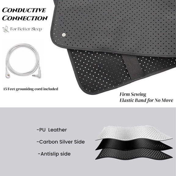 Earth Mat Grounding Pad for Bed Conductive Carbon Leather Mattress Cover Improve Sleep Quality Relaxation