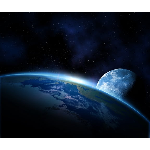 Earth And Moon Canvas Art Outer Space Universe Astronomy Picture Wall Art Galaxy Earth Moon Framed Painting Wall Decor For Home Office Bedroom Reeady to Hang