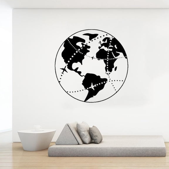 Earth Nature Globe World Map Wall Sticker Vinyl Home Decor Living Room Travel Plane Office Studio Decals Removable Mural 42x42cm