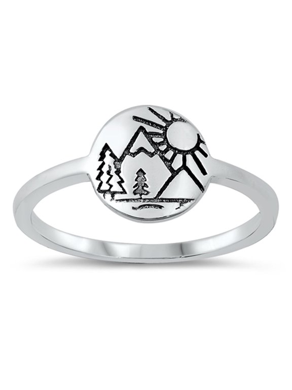 Earth Nature Spiritual Ring .925 Sterling Silver Band Jewelry Female Male Unisex Size 4