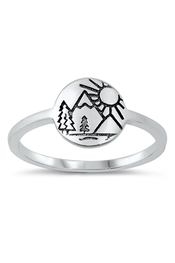 Earth Nature Spiritual Ring .925 Sterling Silver Band Jewelry Female Male Unisex Size 4