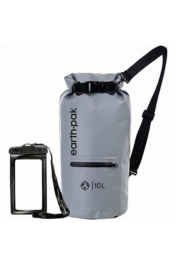 Waterproof Dry Bag with Front Zippered Pocket Keeps Gear Dry, Gray