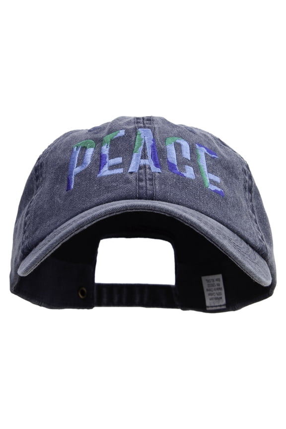 Earth Pattern Peace in Christmas Embroidered Big Size Washed Pigment Dyed Cap - Navy XL-3XL