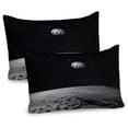 thumbnail image 1 of Earth Pillow Sham Set of 2, Planet Earth As Seen from the Moon Outer Space Milky Way Quiet Night Sky Galaxy, Quality Microfiber Bedding Item for All Seasons, 26" x 20", Black Grey Blue, by Ambesonne, 1 of 3
